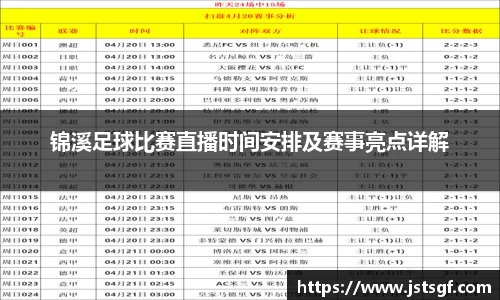 锦溪足球比赛直播时间安排及赛事亮点详解